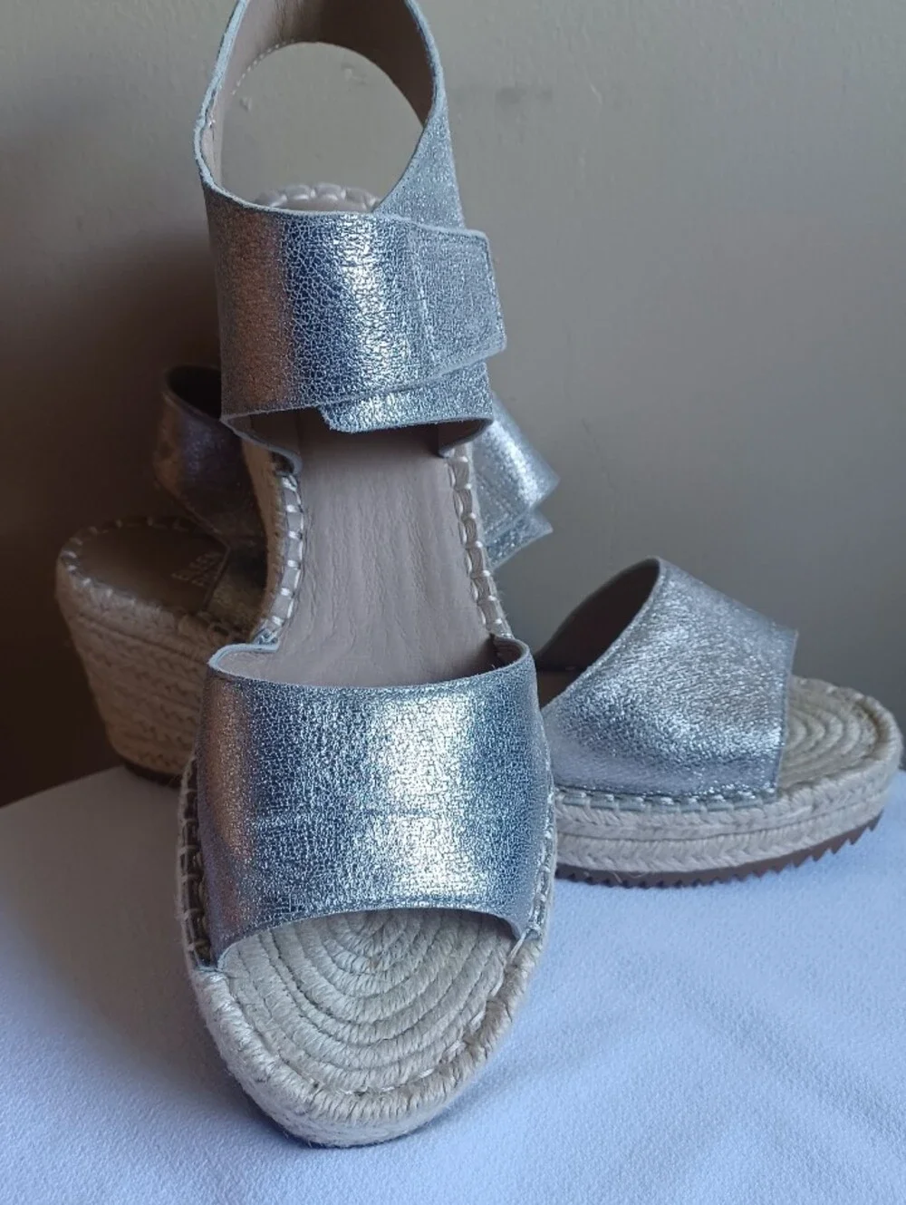 EILEEN FISHER weslia Espadrille Wedge Sandal In Platinum 9.5